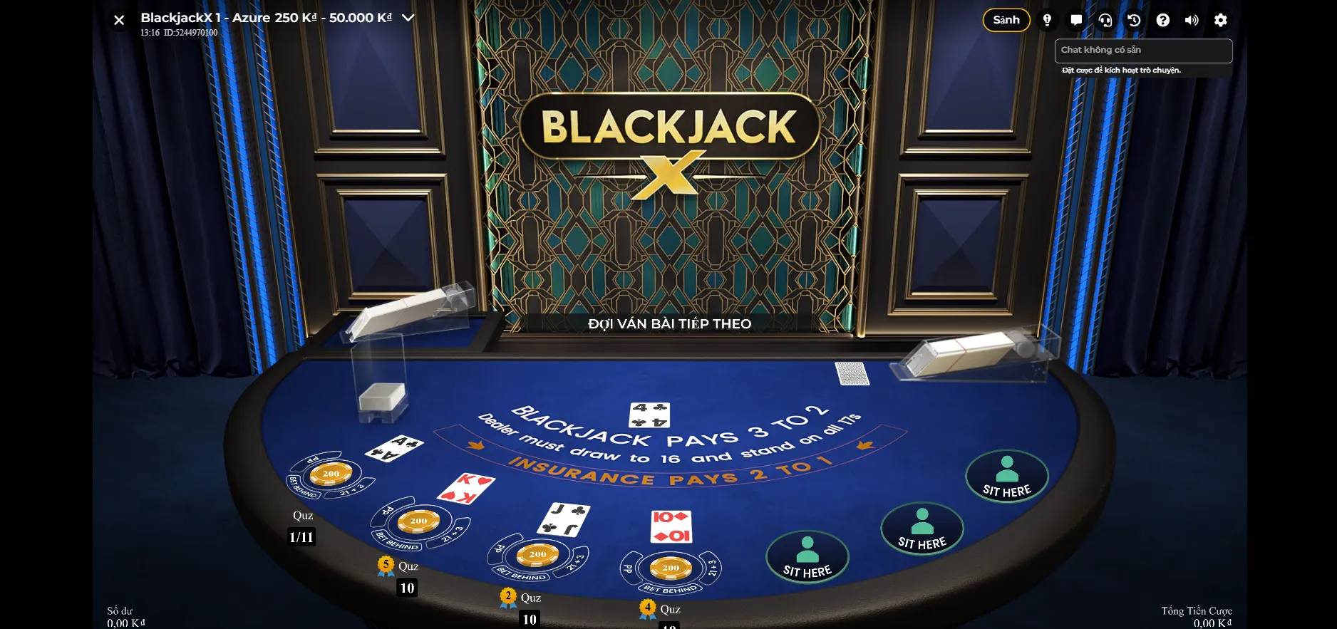 Giao diện sang trọng đến từ tựa game Blackjack X Azure